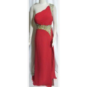 NEW Womens Ladies PAPARAZZI Red Beaded Long Party Prom Formal Dress 12 Orig $338